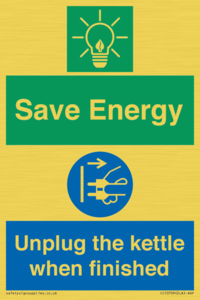 Save Energy, Unplug the kettle when finished